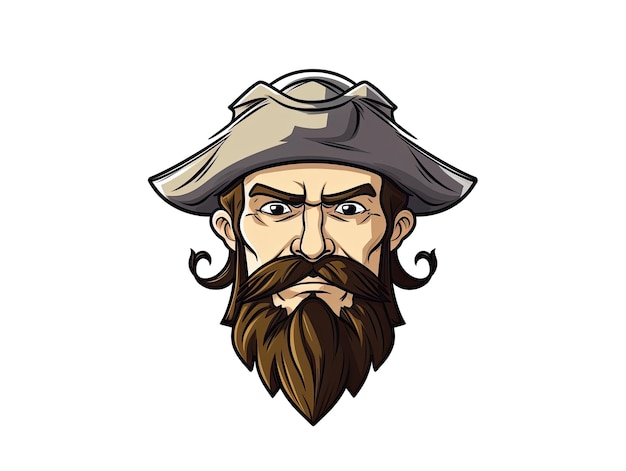 Piratenkapitein 2d eenvoudige sticker emotie logo eenvoudige illustratie Generatieve AI