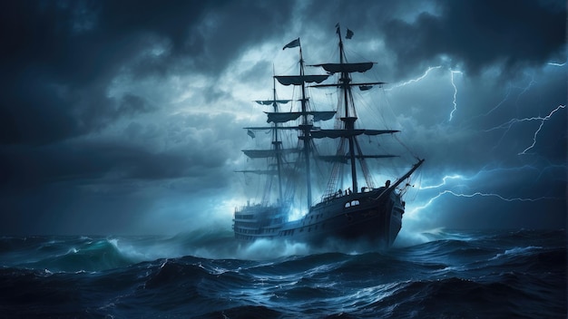 Piratenschip in stormfoto