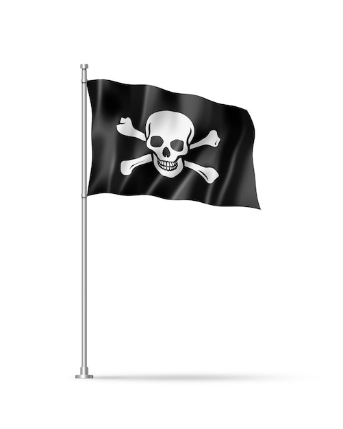 Piratenvlag jolly roger geïsoleerd op wit