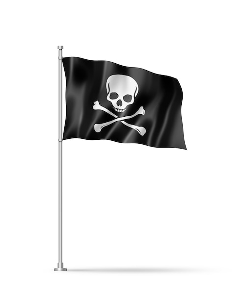 Piratenvlag Jolly Roger geïsoleerd op wit