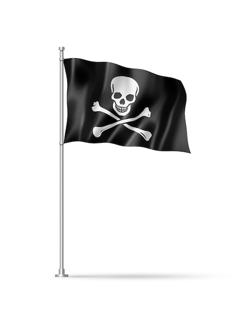 Piratenvlag jolly roger geïsoleerd op wit