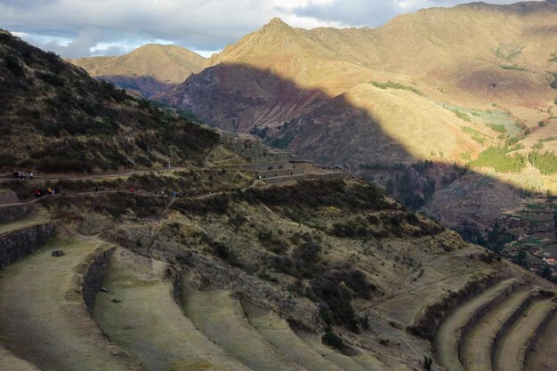Pisac Archeologisch park, Peru. Inca-ruïnes en landbouwterrassen