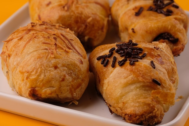 Pisang bolen is a kind of snack made of pastry filled with ripe bananas, cheese, chocolate. molen