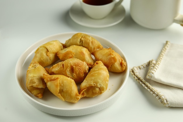 Pisang molen Indonesian traditional food made from banana wrap with sheet of pastry dough