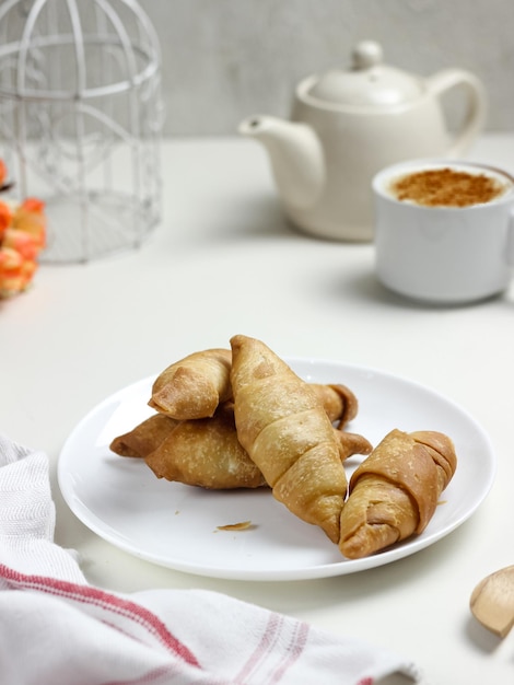 Pisang molen, Indonesian traditional food made from banana wrap with sheet of pastry dough