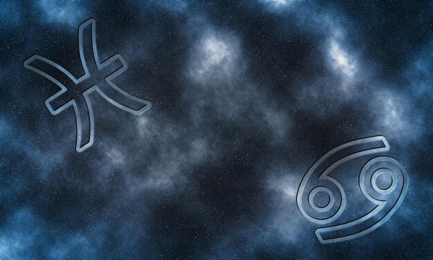 Pisces and Cancer Compatibility Horoscope Symbols