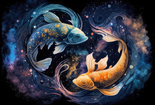 Фото Зодиакальный знак рыб на космическом фоне