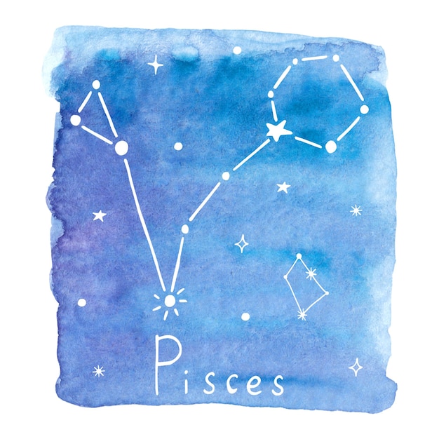 Photo pisces zodiac sign watercolor illustration