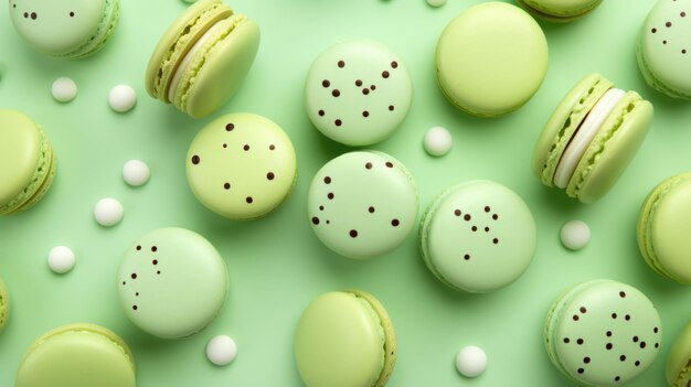 Photo pista green background with macarons