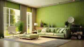 Photo pista green living room design