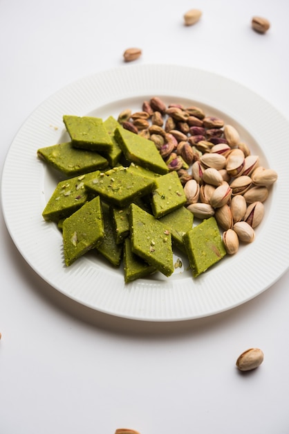 Pista Katli, Burfi, barfi, burfee or Pistachio cake