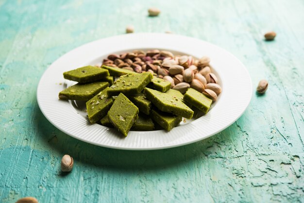 Pista Katli, Burfi, barfi, burfee or Pistachio cake