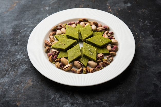 Pista Katli, Burfi, barfi, burfee or Pistachio cake