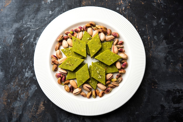 Pista Katli, Burfi, barfi, burfee or Pistachio cake