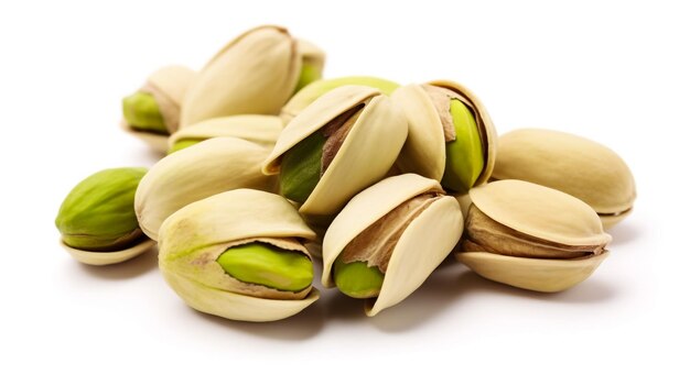 Pistachenoten geïsoleerd op een witte achtergrond met uitknippad