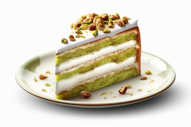 Pistachio cake slice Generate Ai