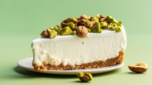 pistachio cardamom cheesecake Background Images Neutral colors bright background Generative Ai