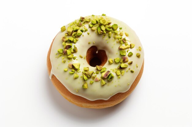 Pistachio Glazed Donut Isolated On White Background