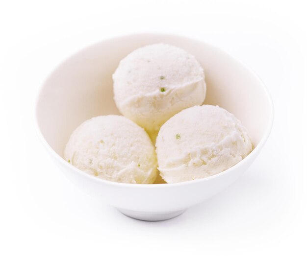 Pistachio ice cream on a bowl