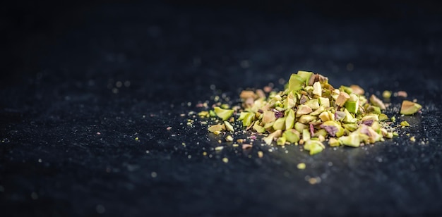 Pistachio Kernels minced selective focus