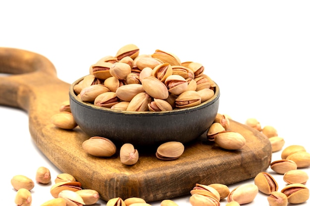 Pistachio nuts isolated on white background Organic nuts close up