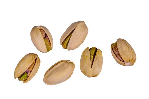 Pistachio nuts isolated on the white background