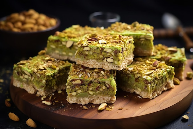Photo pistachio oat squares vegan dessert