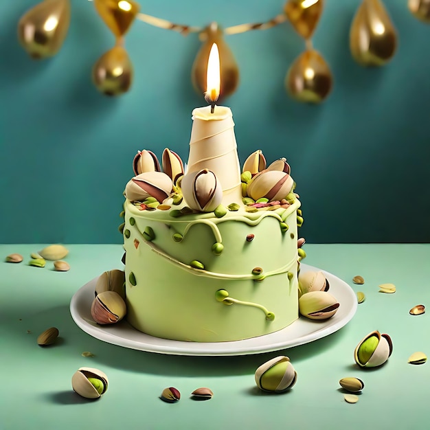 Pistachiobirthday cake ai