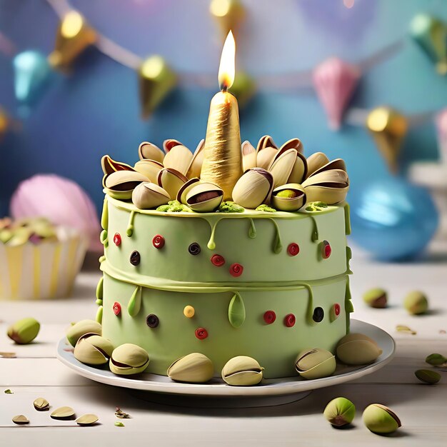 pistachiobirthday cake AI