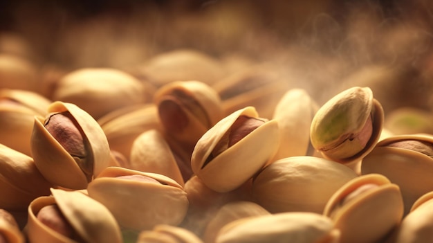 pistachios background close up generative ai