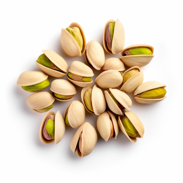 Pistachios geïsoleerde zaden op een witte achtergrond