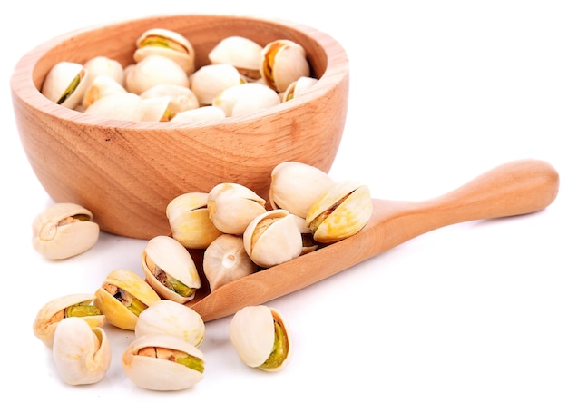 Pistachios isolated on white background