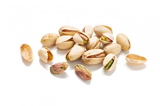 Pistachios isolated on white. Pistacia vera