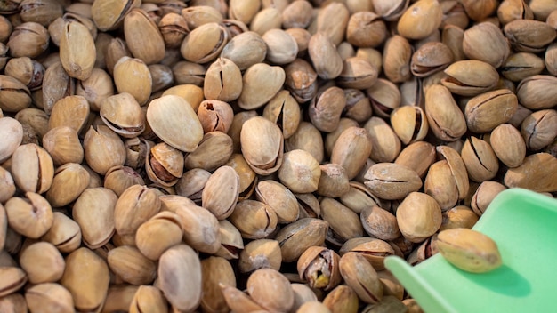 pistachios on the market close up for background