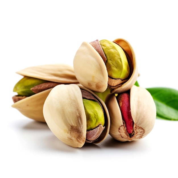 Pistachios with a white background