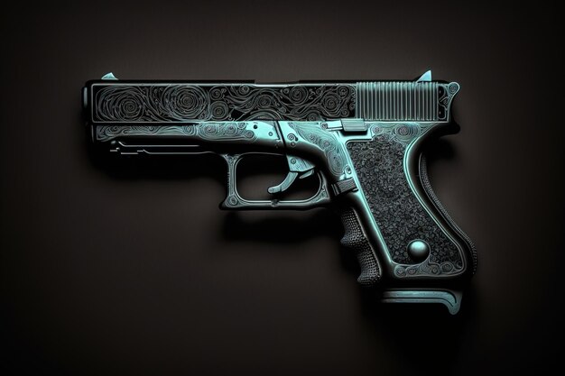 Pistol on a black background