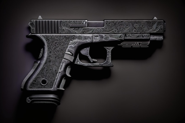 Pistol on a black background