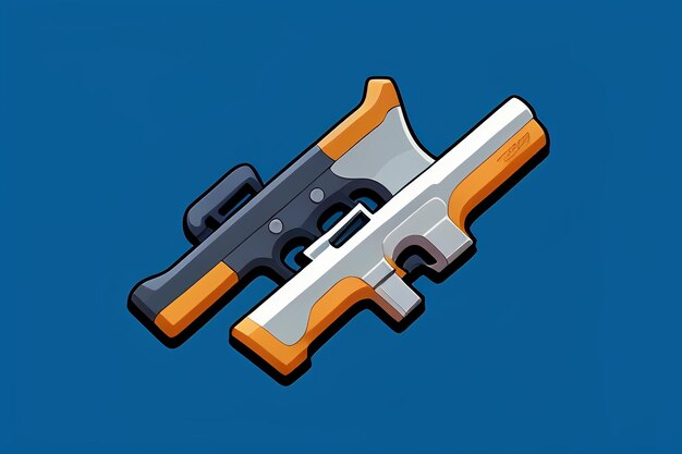 Pistol toy cartoon icon virtual item game prop simple style gun weapon illustration ui design