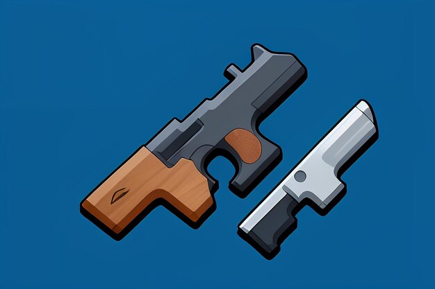 Pistol toy cartoon icon virtual item game prop simple style gun weapon illustration ui design