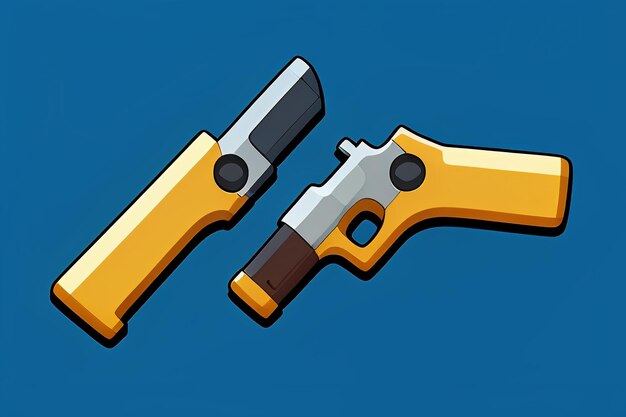 Pistol toy cartoon icon virtual item game prop simple style gun weapon illustration ui design