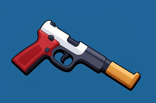 Pistol toy cartoon icon virtual item game prop simple style gun weapon illustration ui design