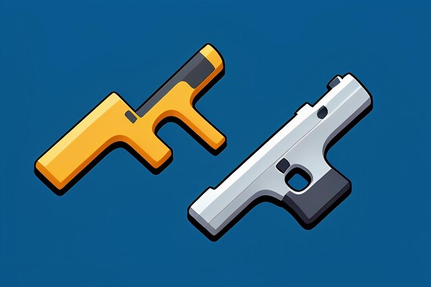 Pistol toy cartoon icon virtual item game prop simple style gun weapon illustration ui design