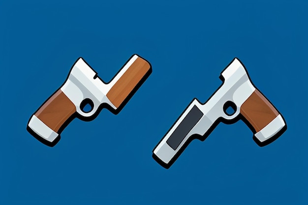 Pistol toy cartoon icon virtual item game prop simple style gun weapon illustration ui design