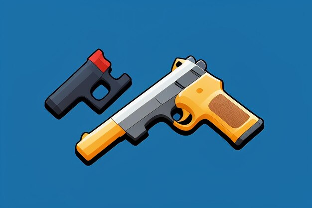 Pistol toy cartoon icon virtual item game prop simple style gun weapon illustration ui design