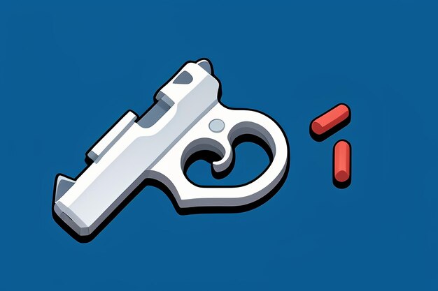 Pistol toy cartoon icon virtual item game prop simple style gun weapon illustration ui design