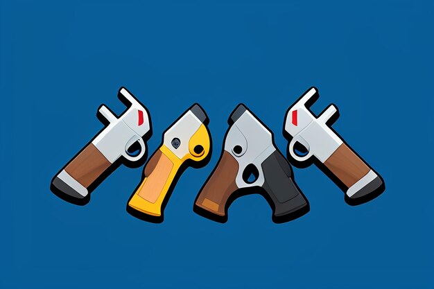 Pistol toy cartoon icon virtual item game prop simple style gun weapon illustration ui design