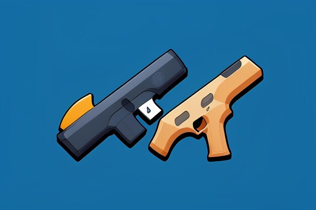 Pistol toy cartoon icon virtual item game prop simple style gun weapon illustration ui design