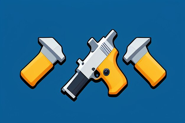 Pistol toy cartoon icon virtual item game prop simple style gun weapon illustration ui design