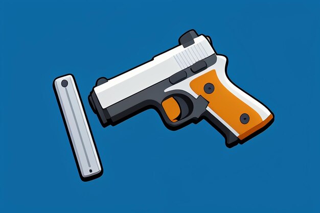 Pistol toy cartoon icon virtual item game prop simple style gun weapon illustration ui design