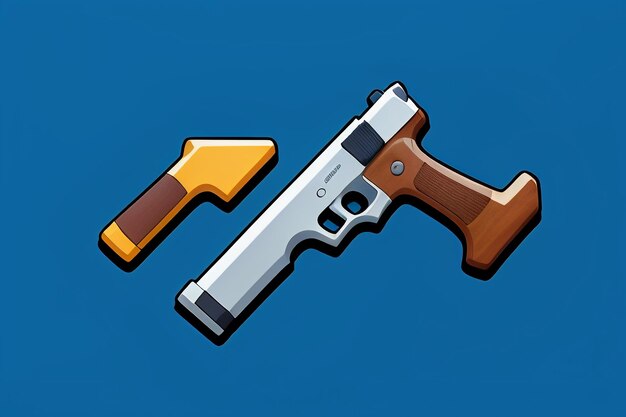 Pistol toy cartoon icon virtual item game prop simple style gun weapon illustration ui design